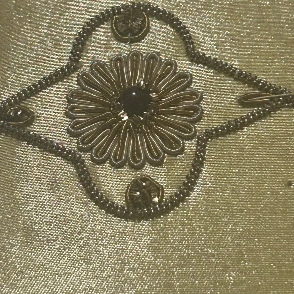 Vintage Kane M Shoulder Bag Purse Gold Beaded Floral Embroidered Stones Evening - Picture 10 of 16